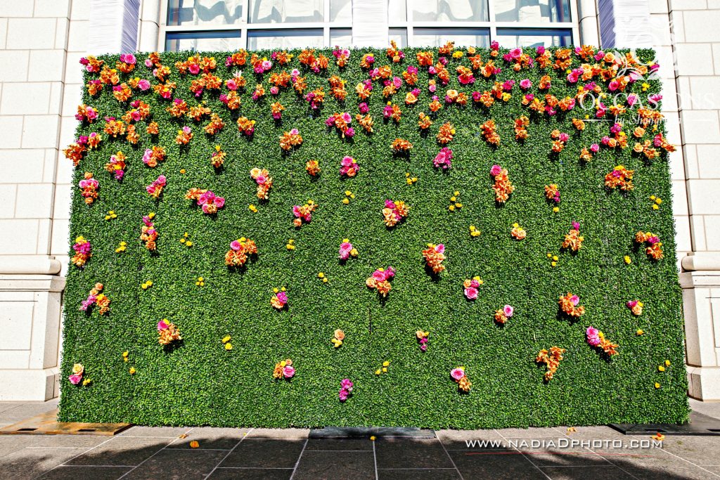Boxwood Wall with Flowers - Altar and Photo Backdrop