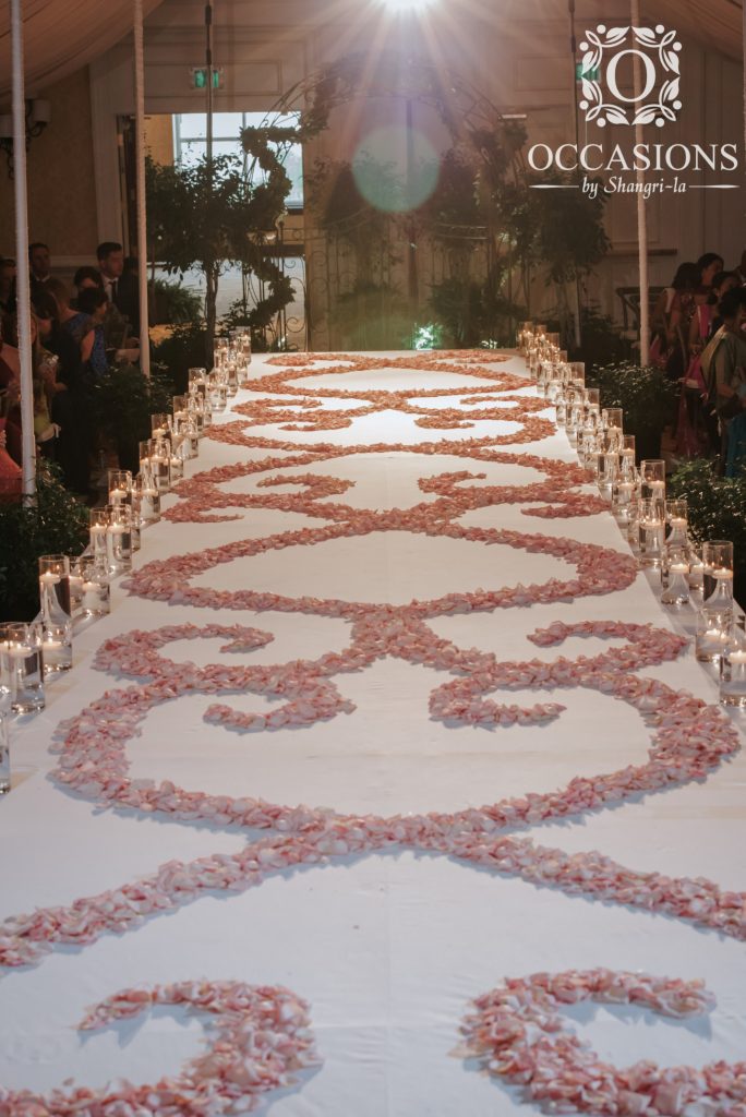 Blush Rose Petal Scroll Aisle Decor for a Secret Garden Wedding Ceremony by Occasions by Shangri-la #OBSevents